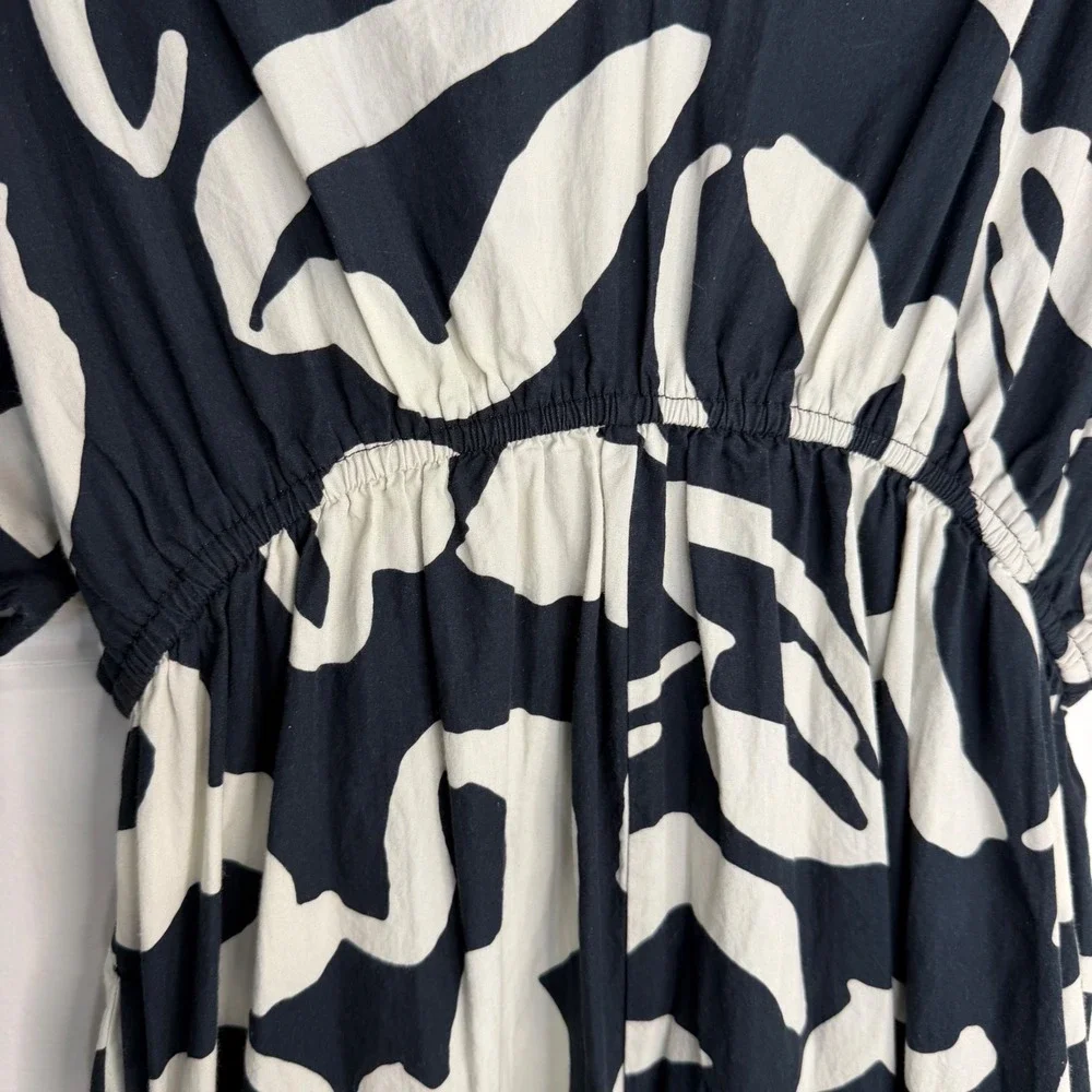 World Market S/M Misha Black and White Cotton Abstract Jumpsuit with Pockets